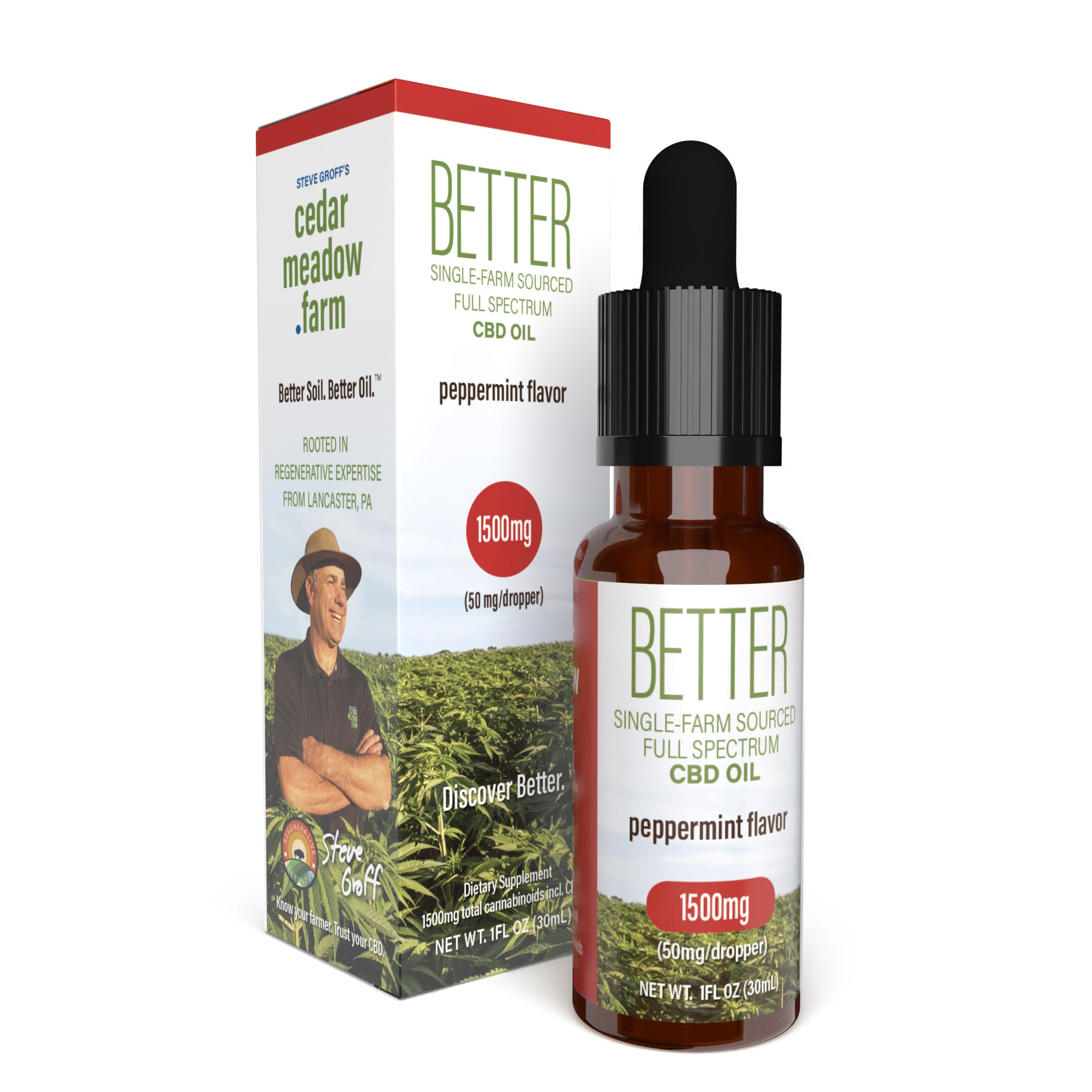 CBD Oil Peppermint Flavor-A crisp new look for the same incredible oil that you've come to love!We made BETTER just for you. Full Spectrum: All of the naturally-occurring compounds in the -Cedar Meadow Farm