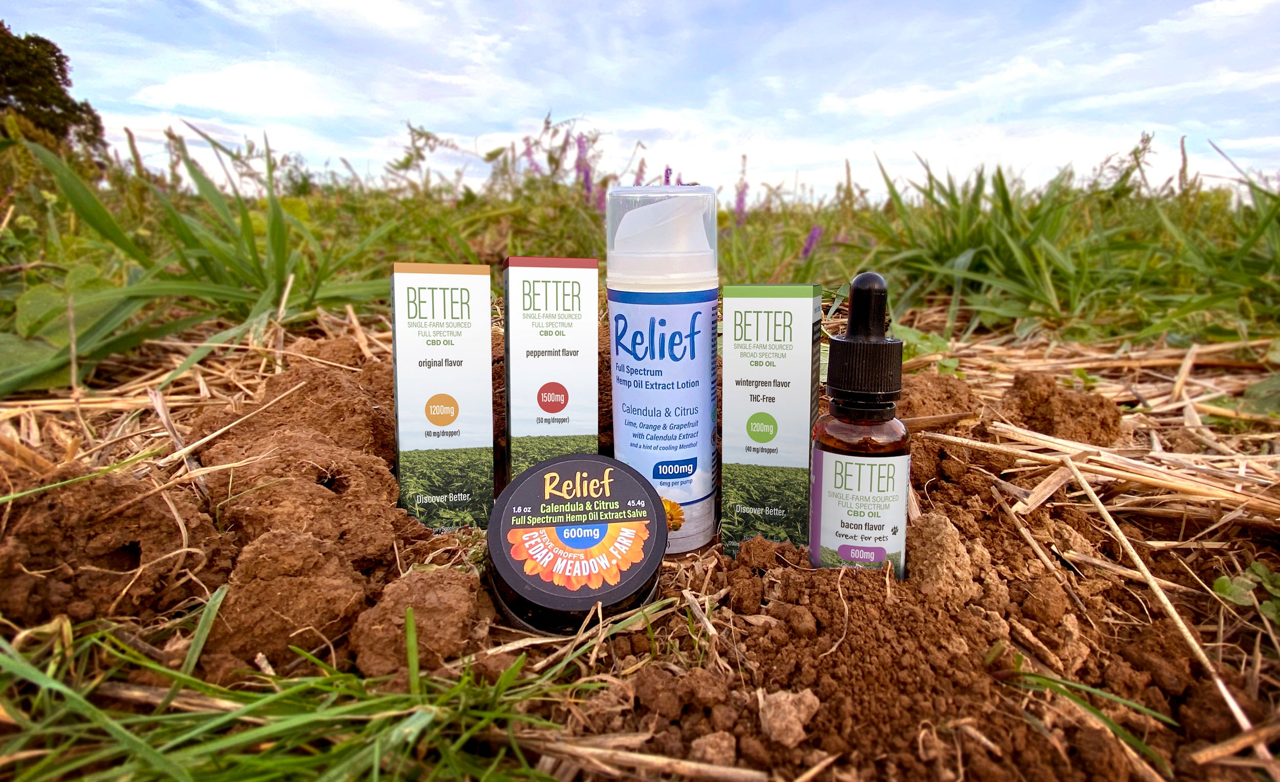 Cedar Meadow Farm CBD oil, lotion and salve in regenerative soil, healthy soil from no-till and cover crop farming methods