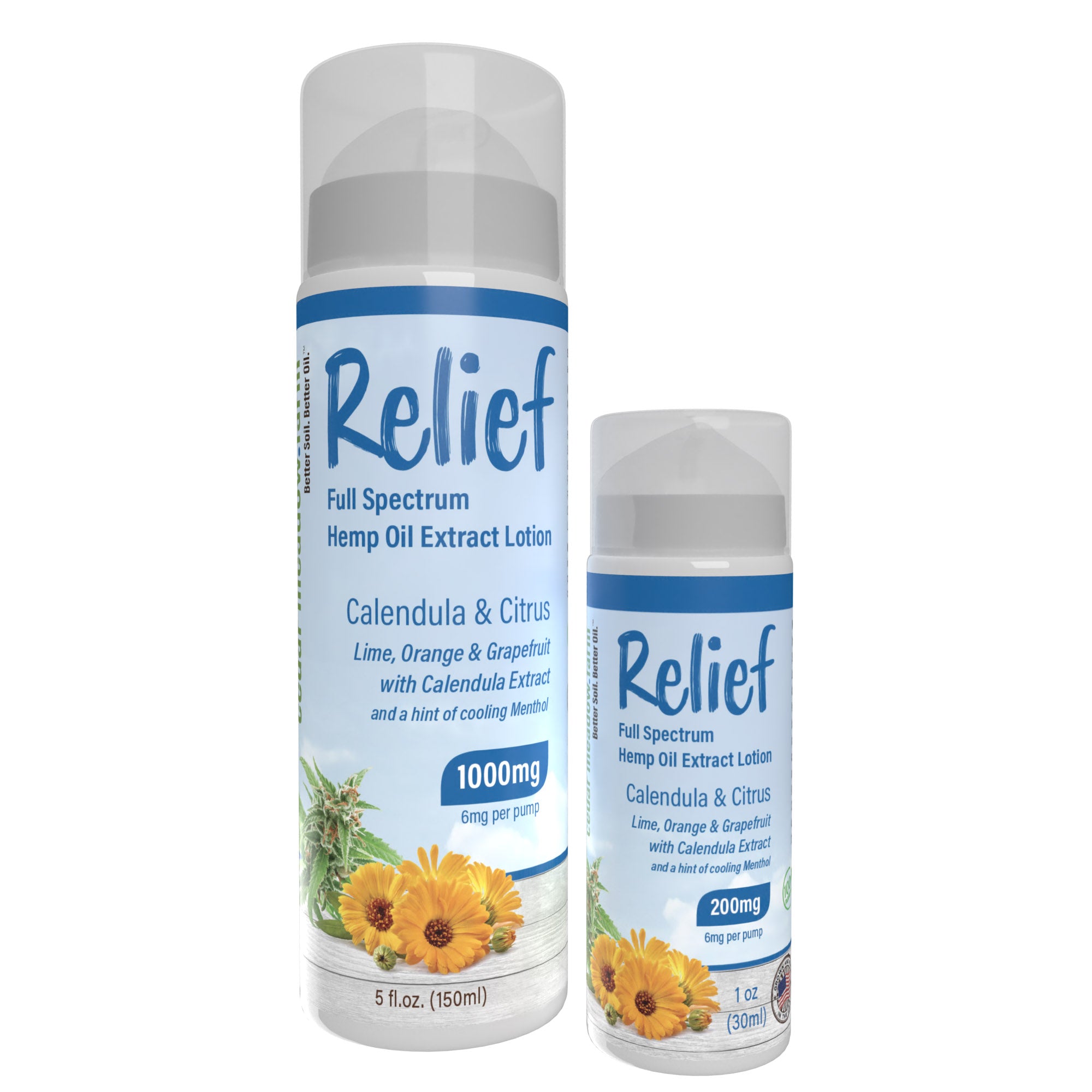 RELIEF CBD Lotion Travel Size- RELIEF for daily aches &amp; pains is here!You'll love this fan-favorite topical lotion. This small 200mg pump is a great way to try our product or to keep in your-Cedar Meadow Farm