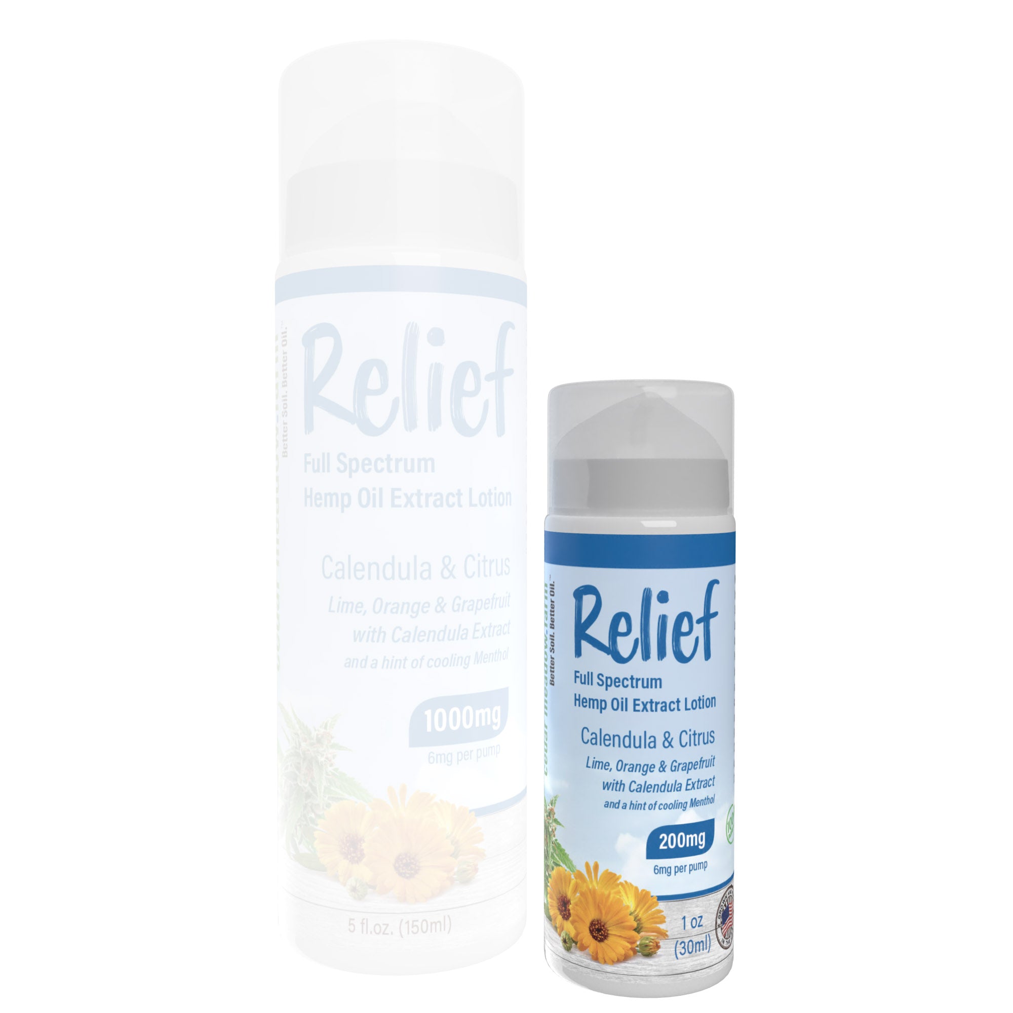 RELIEF CBD Lotion Travel Size- RELIEF for daily aches &amp; pains is here!You'll love this fan-favorite topical lotion. This small 200mg pump is a great way to try our product or to keep in your-Cedar Meadow Farm